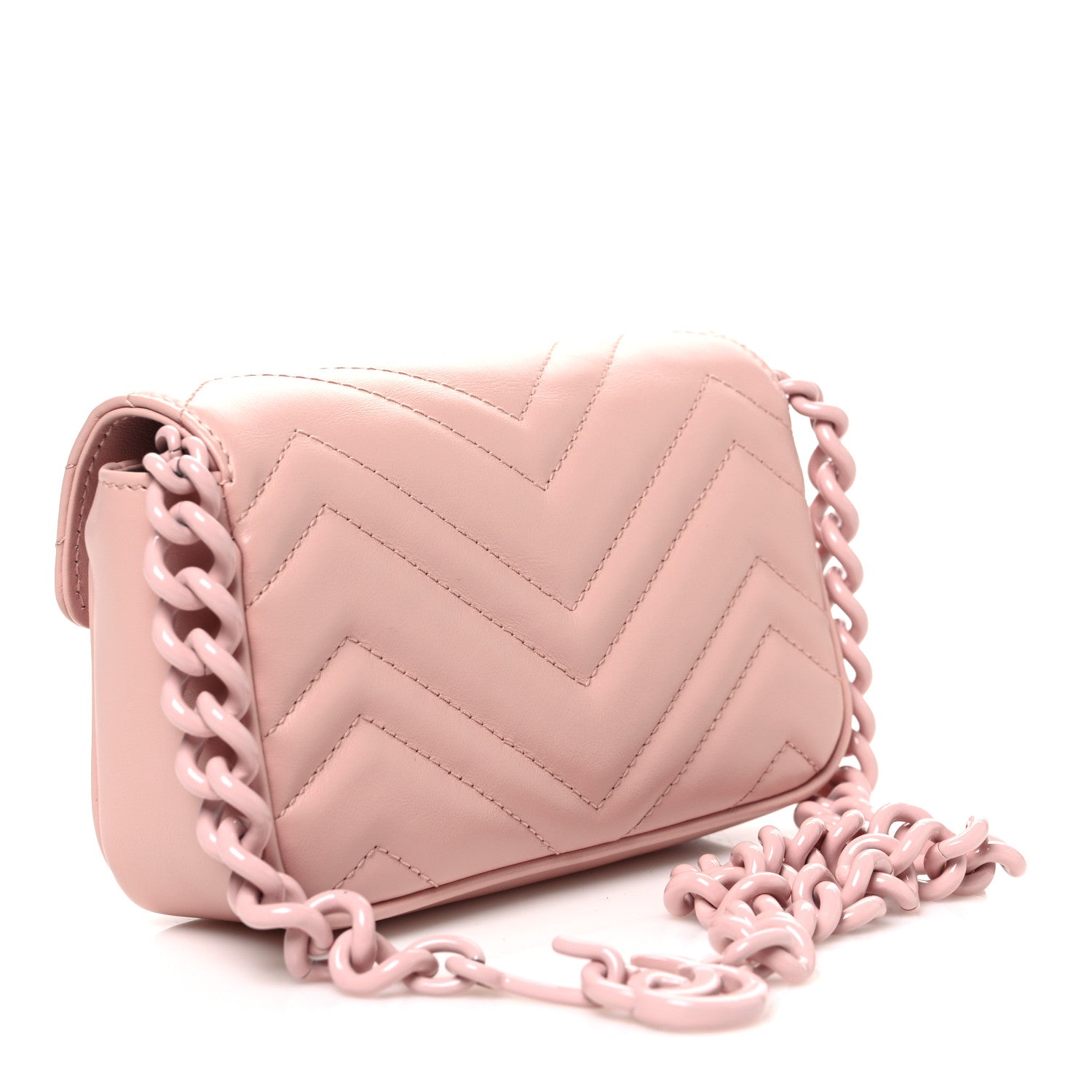 Gucci Calfskin Matelasse Monochrome GG Marmont Chain Belt Bag Perfect Pink 3 of 10