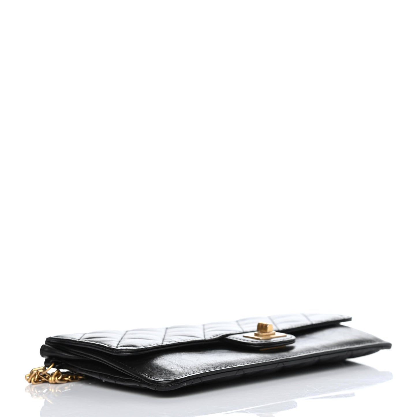 Aged Calfskin Quilted 2.55 Reissue Pouch With Chain Handle Black