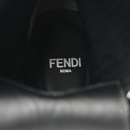 Fendi Calfskin Stretch Fabric Rockoko Biker Boots 37.5 Tobacco Black Marino 7 of 10