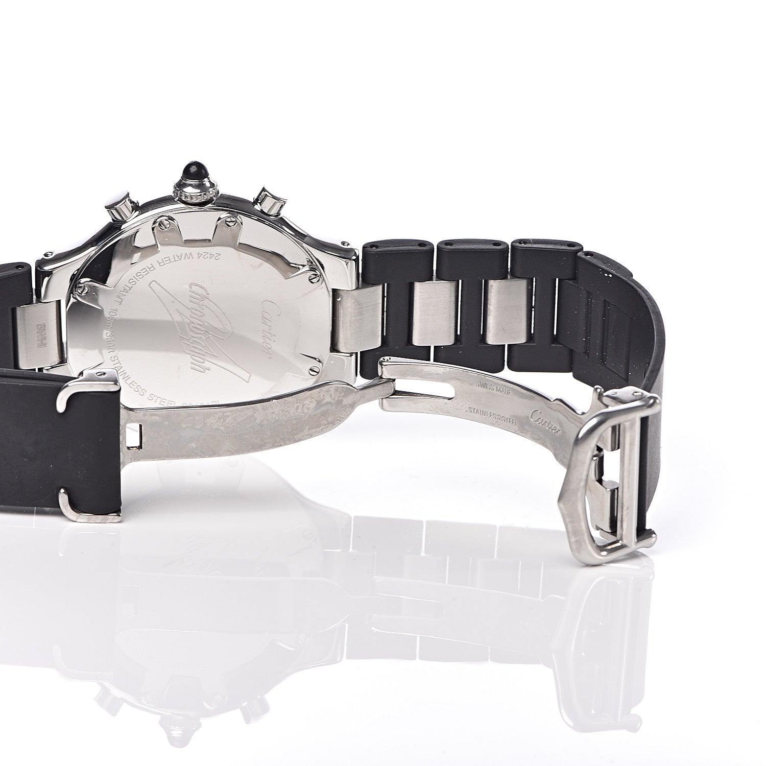 Cartier Stainless Steel Rubber 38mm Must 21 Chronoscaph Quartz Watch Black 6 of 8