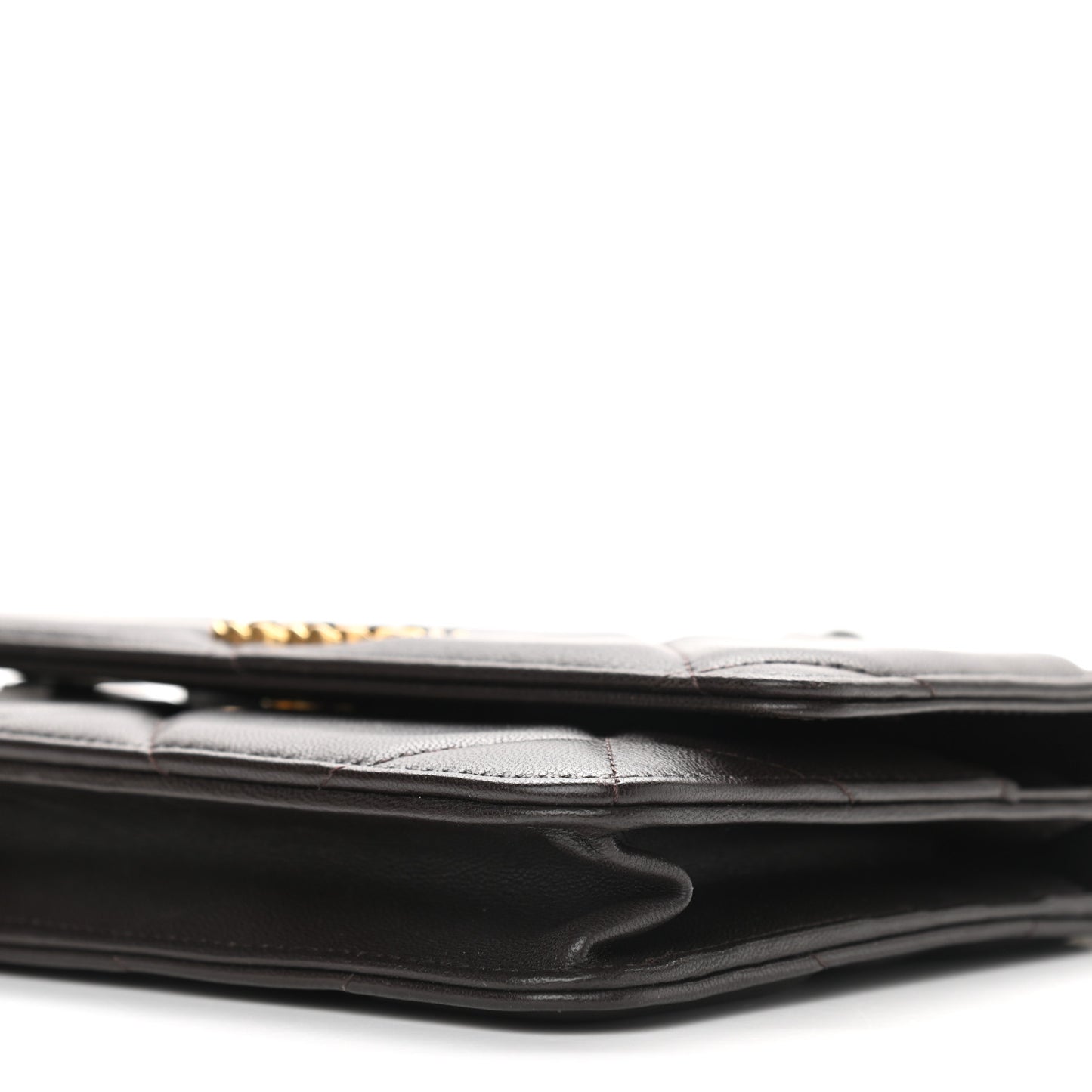 Lambskin Quilted Chanel 19 Wallet On Chain WOC Dark Brown