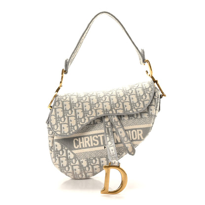 Christian Dior Oblique Embroidered Saddle Bag Gray 1 of 10