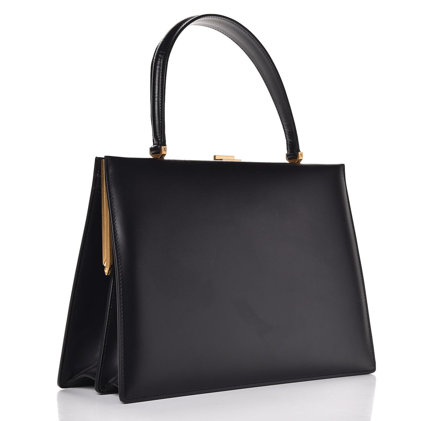 Patina Box Calfskin Medium Clasp Bag Black