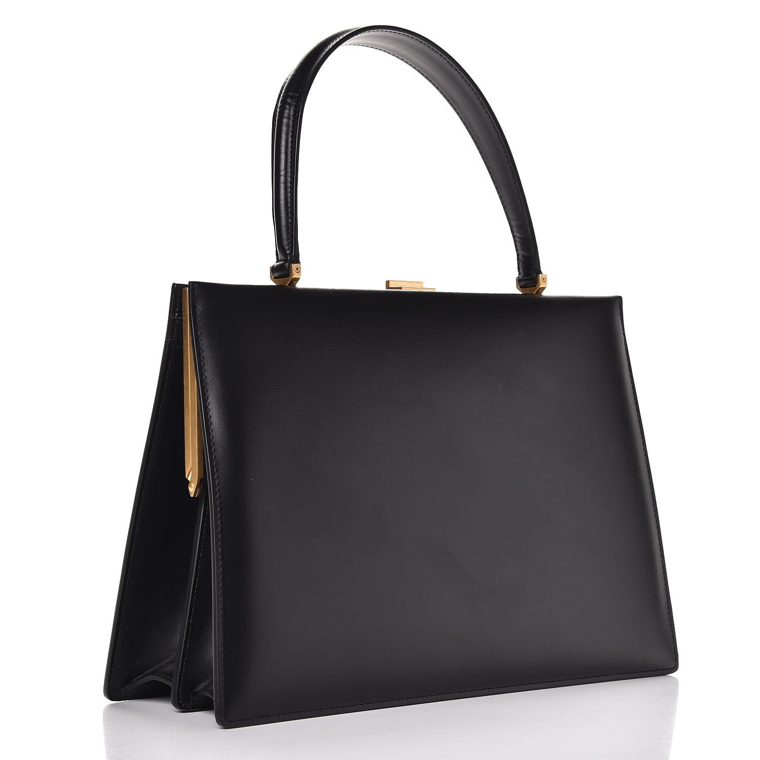 Celine Patina Box Calfskin Medium Clasp Bag Black 3 of 7
