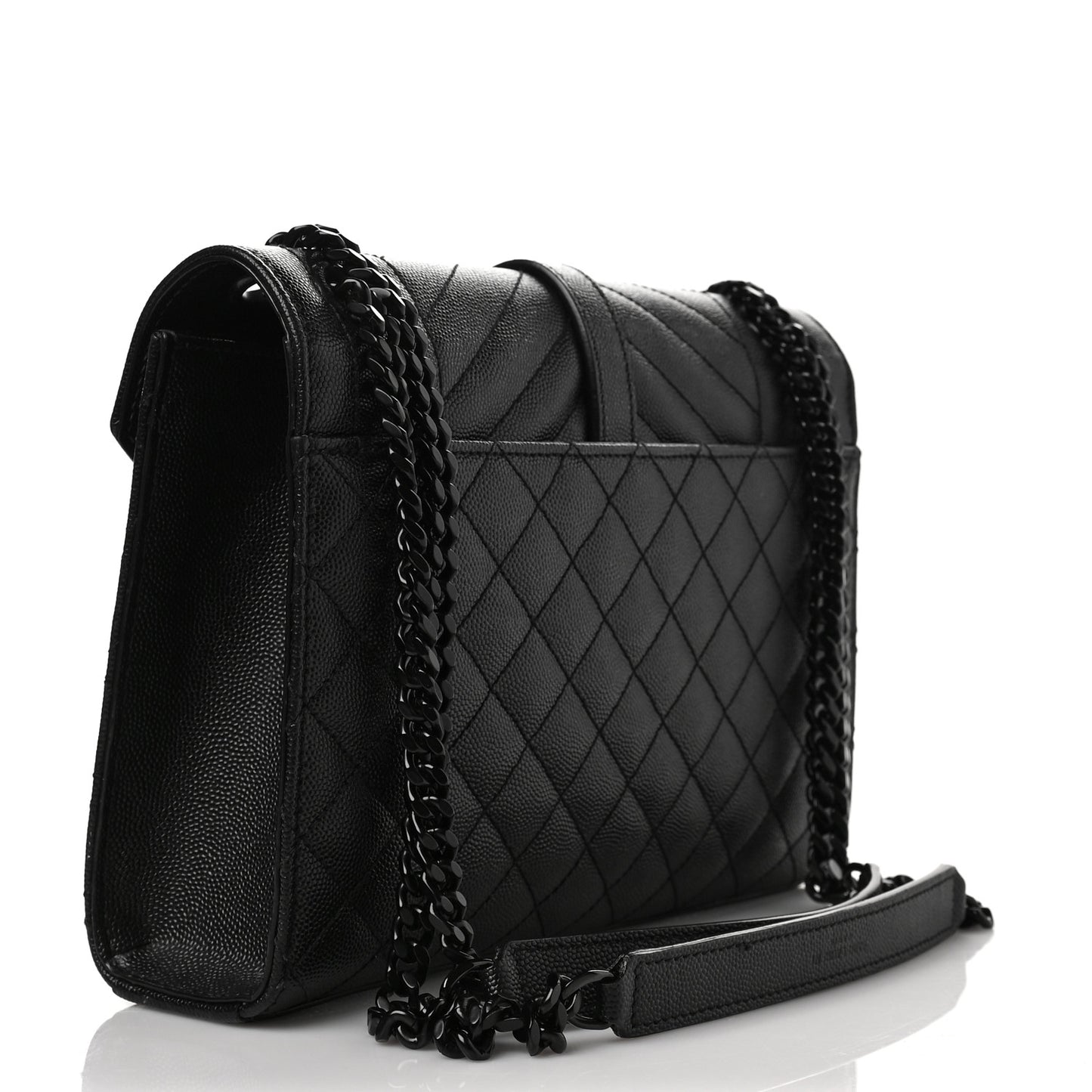 Grain De Poudre Textured Mixed Matelasse Triquilt Medium Monogram Satchel Black