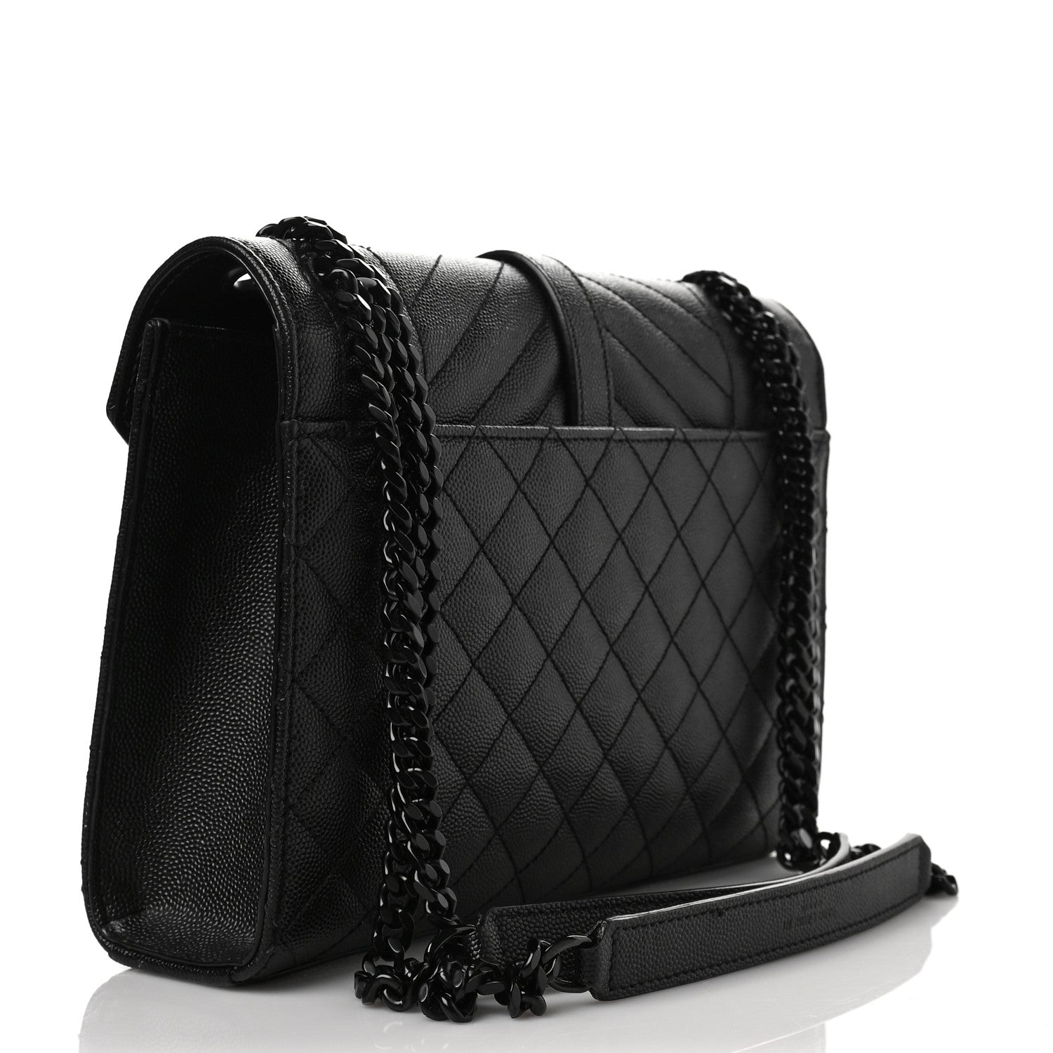 Saint Laurent Grain De Poudre Textured Mixed Matelasse Triquilt Medium Monogram Satchel Black 3 of 9
