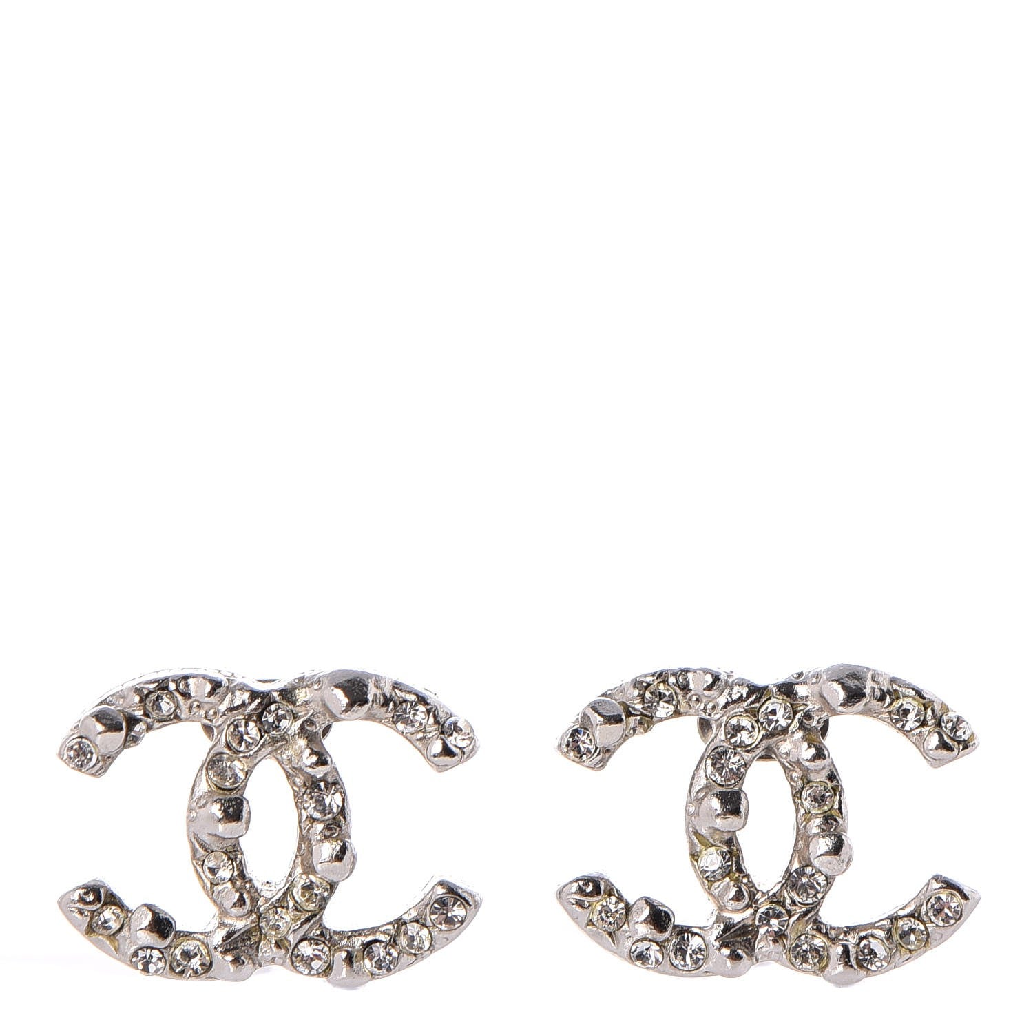 Chanel Crystal CC Earrings Silver 1 of 7