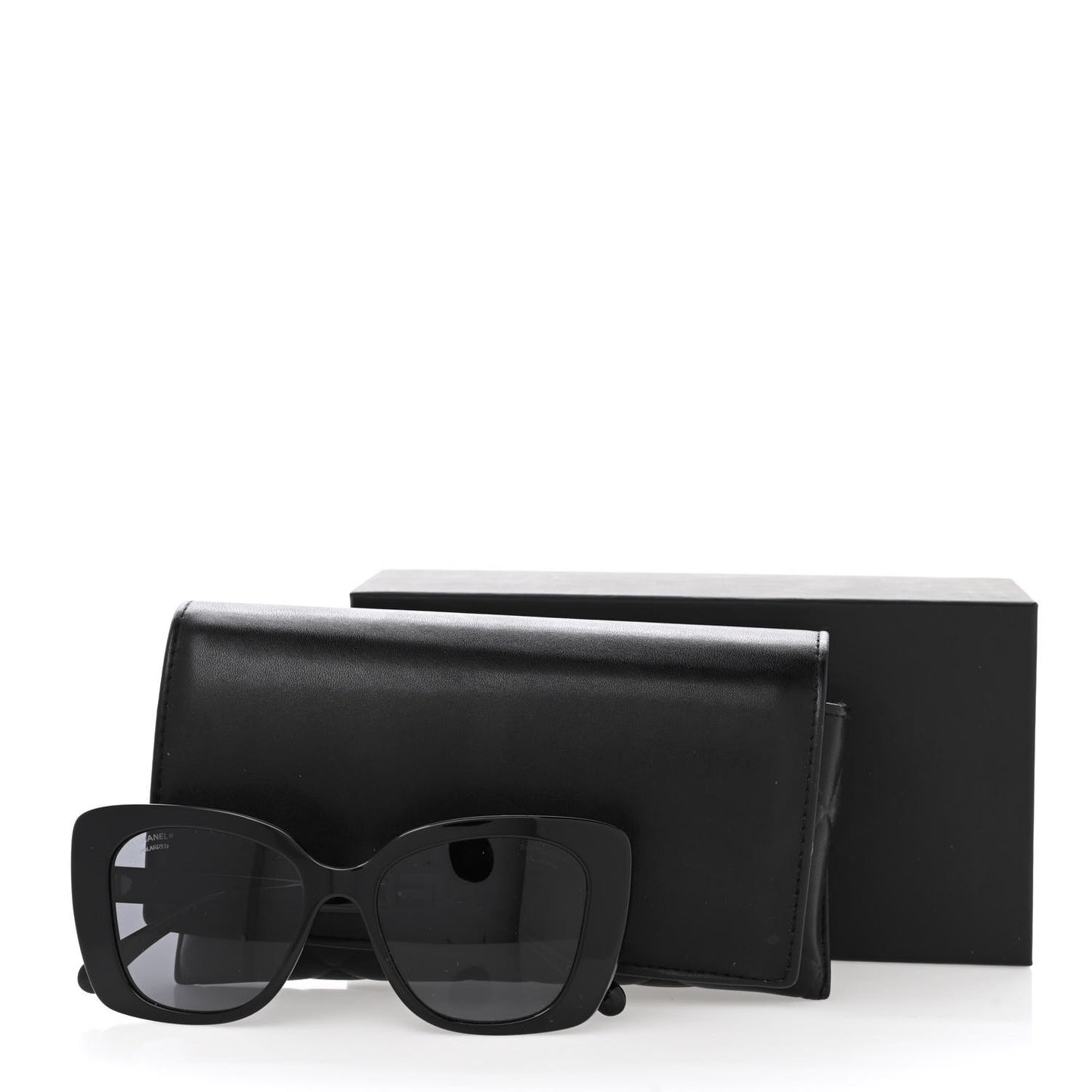 Acetate Strass Polarized Square Sunglasses 5422-B Black