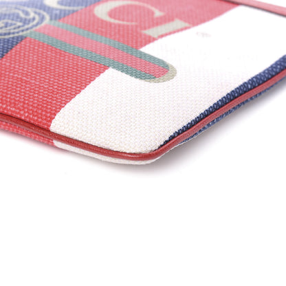Gucci Canvas Sylvie Stripe Logo Zip Pouch Mystic White Hibiscus Red Maritime 8 of 9