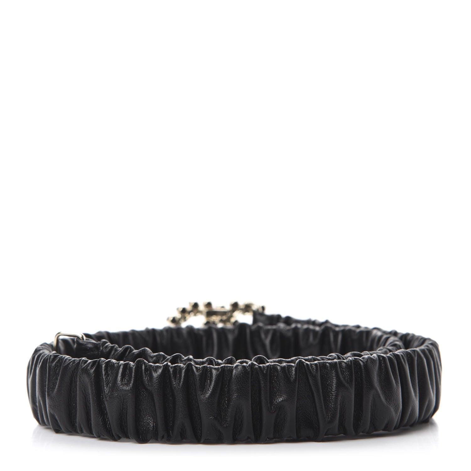 Chanel Calfskin Strass Ruched Rope CC Belt 75 30 Black 2 of 3