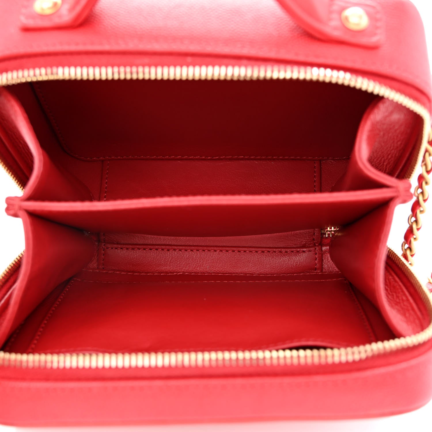 Chanel Caviar Quilted Small CC Filigree Vanity Case Red 5 of 10