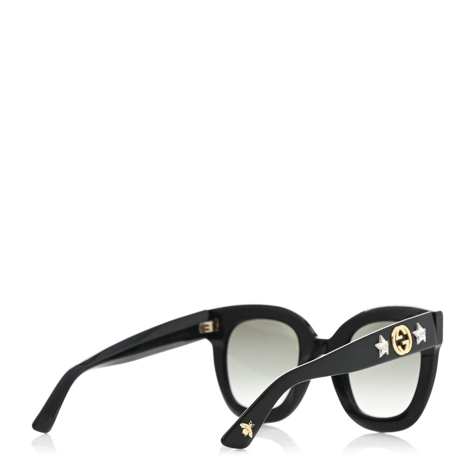 Gucci Acetate Crystal Star Round Frame Sunglasses GG0208S Black 4 of 7