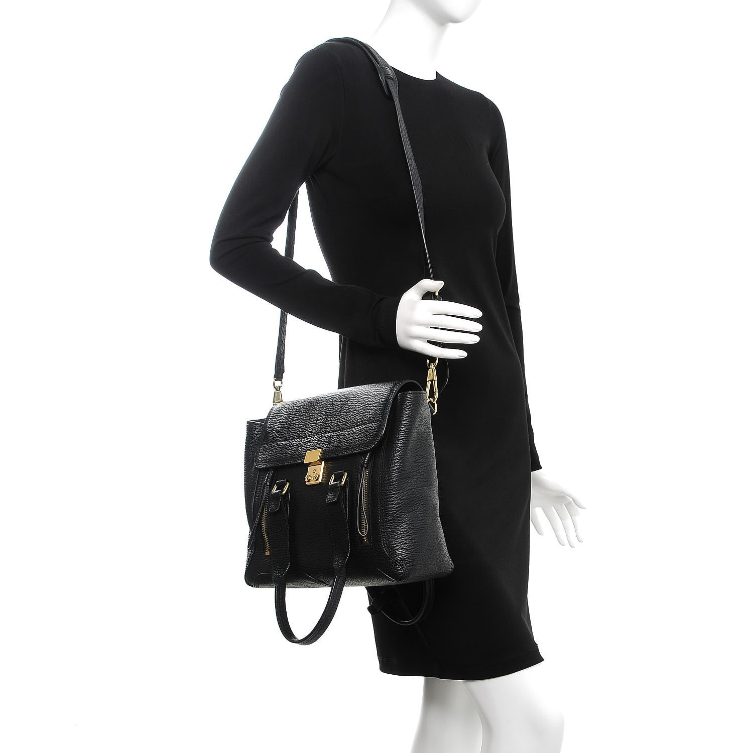 3.1 Phillip Lim 3.1 Textured Calfskin Medium Pashli Satchel Black 2 of 8