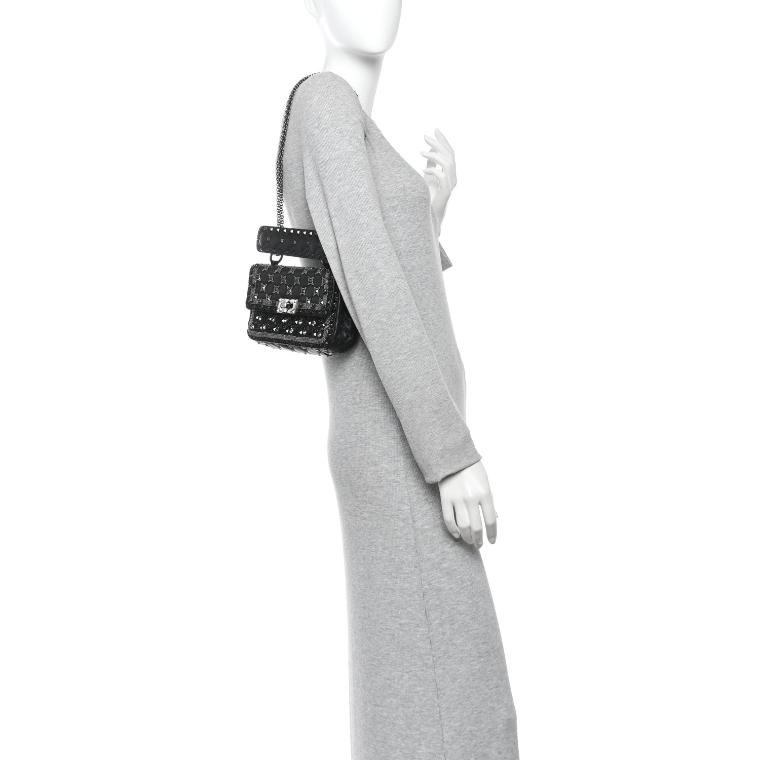 Valentino Garavani Beaded Small Rockstud Spike It Shoulder Bag Black 2 of 9