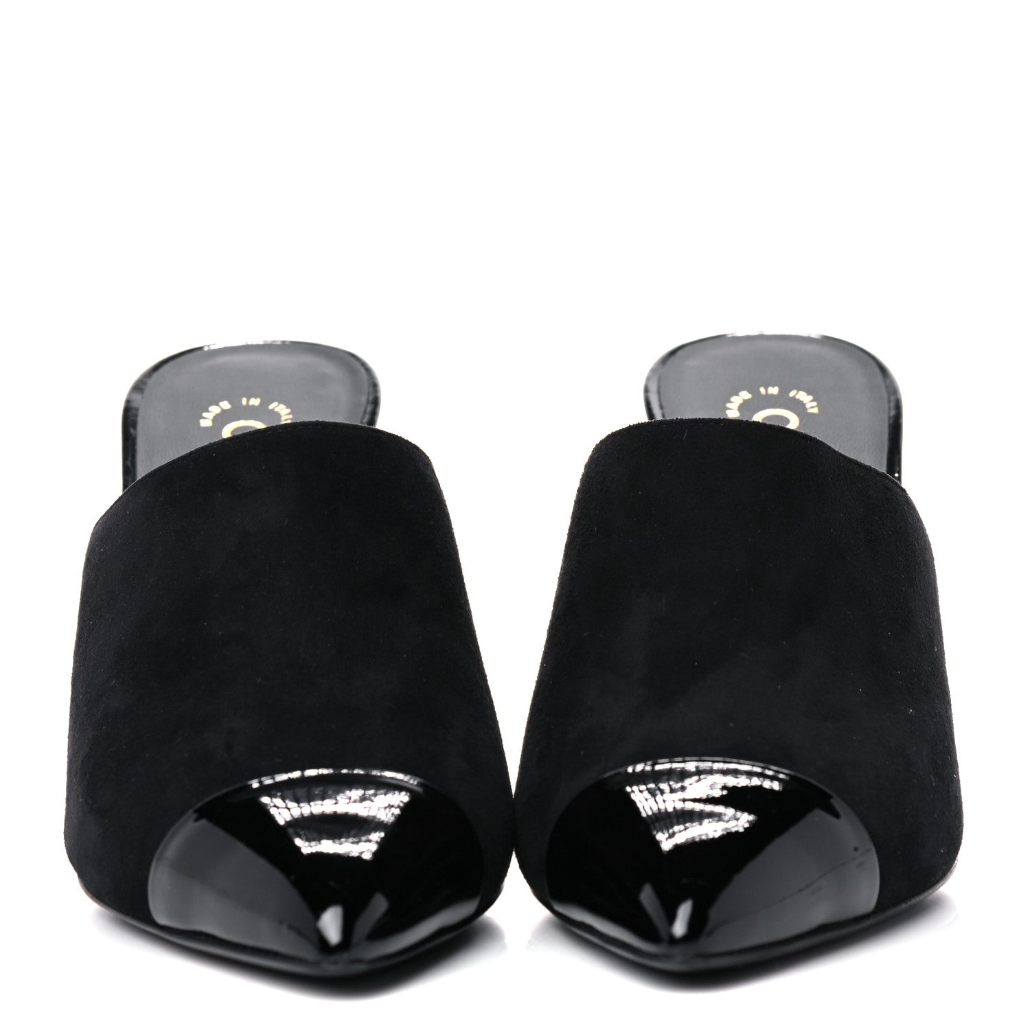 Chanel Suede Patent Calfskin Cap Toe Pearl Mule 38.5 Black 2 of 11