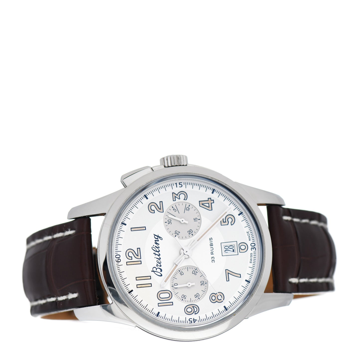 Stainless Steel Alligator 43mm Transocean Chronograph Limited Edition Automatic Watch AB1411