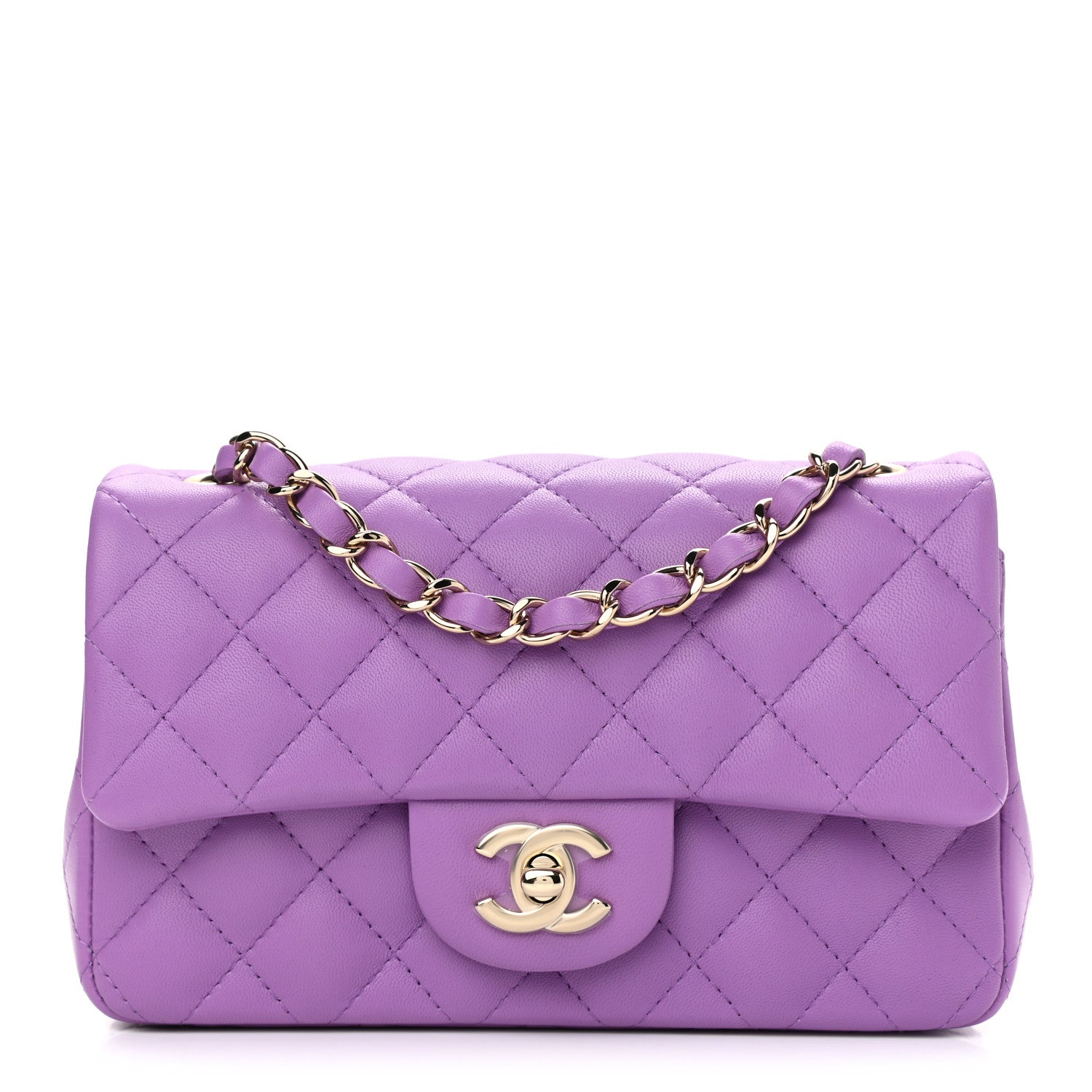 Chanel Lambskin Quilted Mini Rectangular Flap Purple 1 of 11