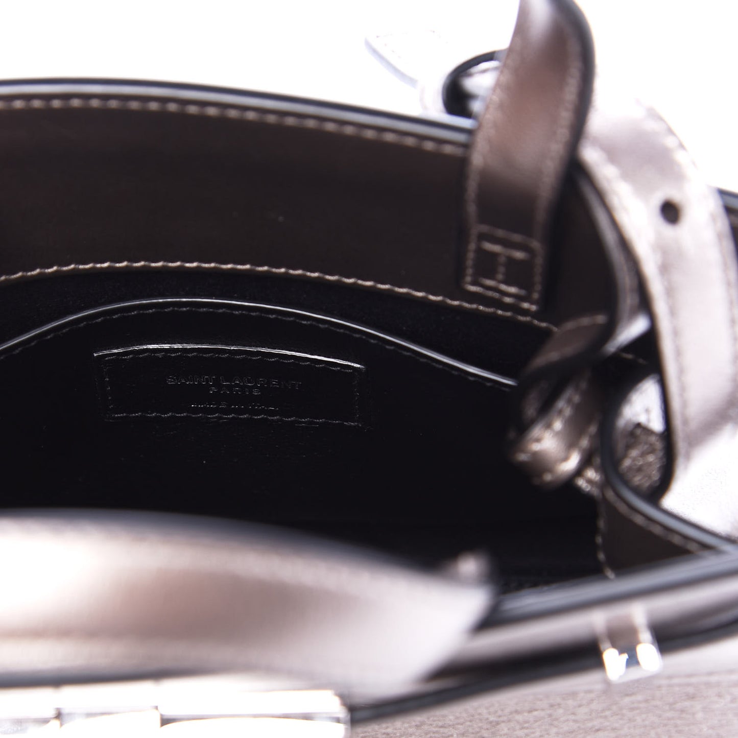 Metallic Smooth Calfskin Manhattan Nano Shopper Tote Silver