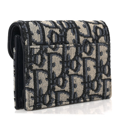 Christian Dior Oblique Saddle Card Holder Blue 3 of 6