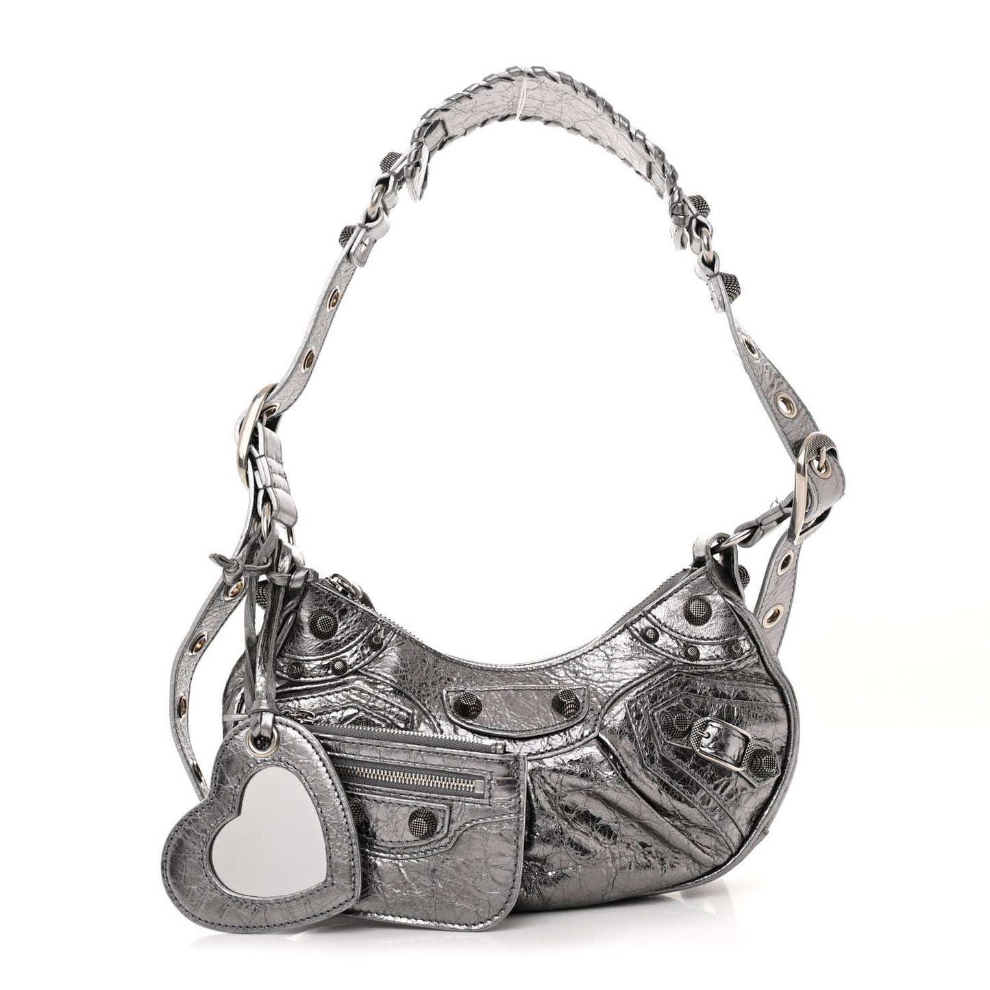Metallic Agneau Arena Le Cagole Shoulder Bag XS Silver