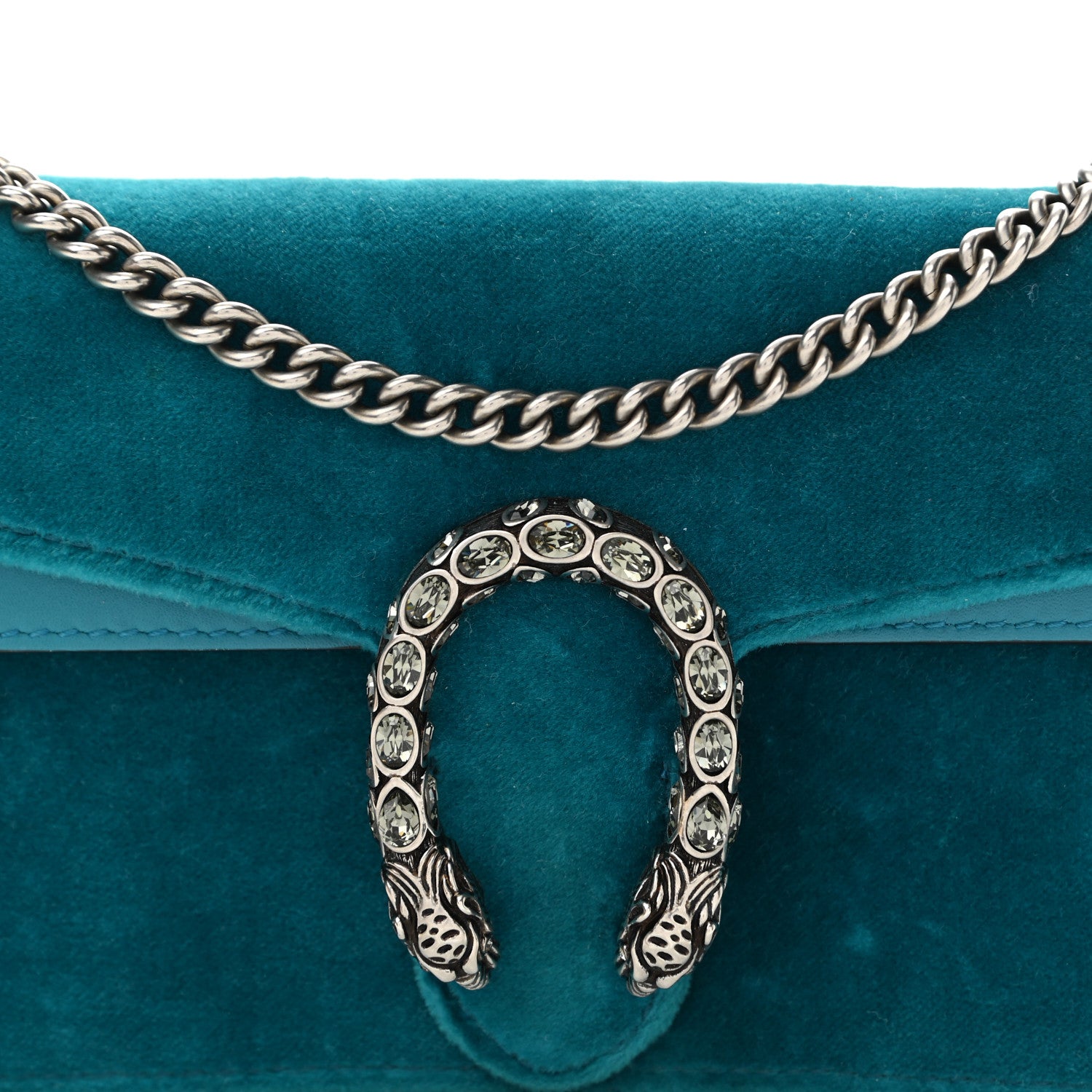 Gucci Velvet Super Mini Dionysus Shoulder Bag Pavone Cyan 7 of 11