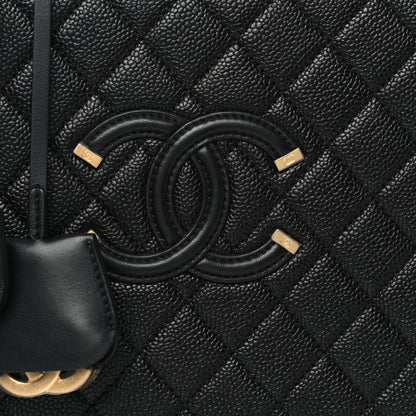 Chanel Caviar Quilted Large CC Filigree Vanity Case Black 9 of 11