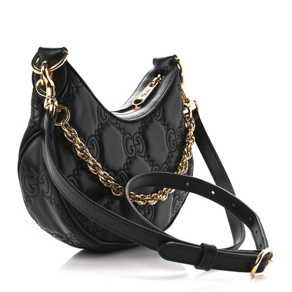 Gucci Calfskin GG Matelasse Mini Hobo Shoulder Bag Black 3 of 10