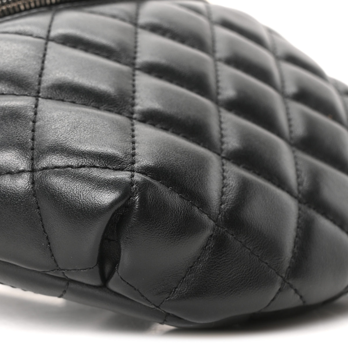 Calfskin Quilted Uniform Waist Belt Bag Black