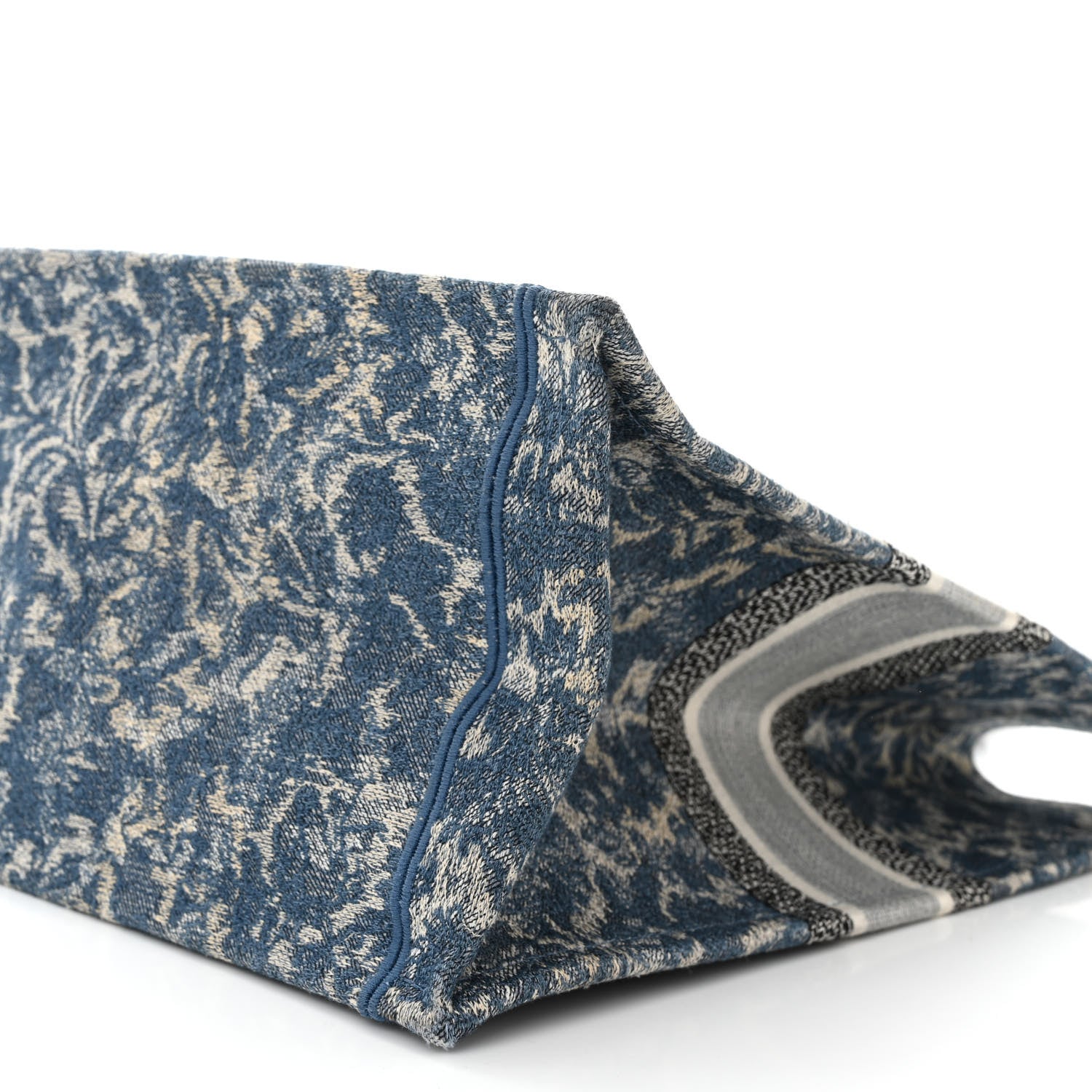 Christian Dior Canvas Embroidered Large Brocart Book Tote Blue 10 of 11