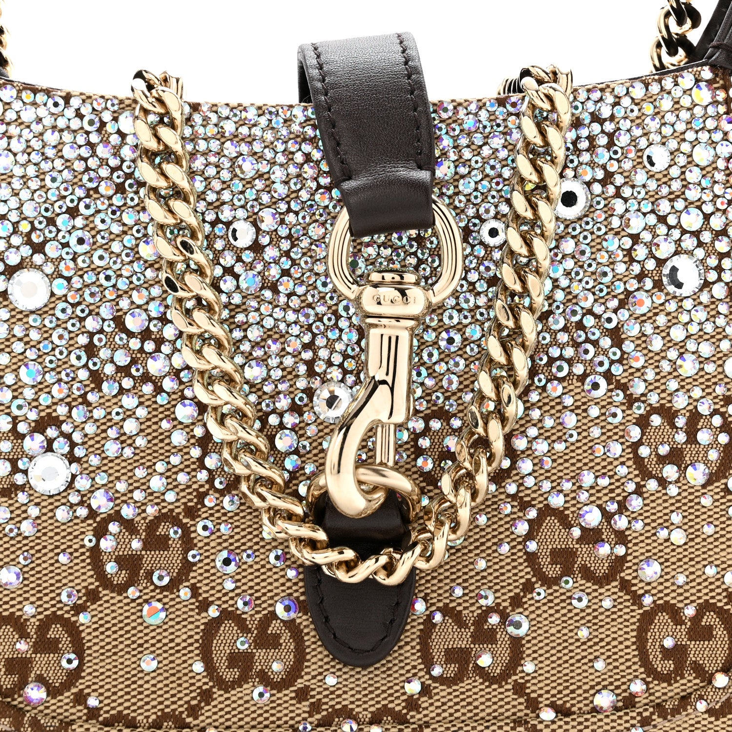 Gucci Monogram Crystal Mini Jackie Notte Bag Camel Ebony 1865720