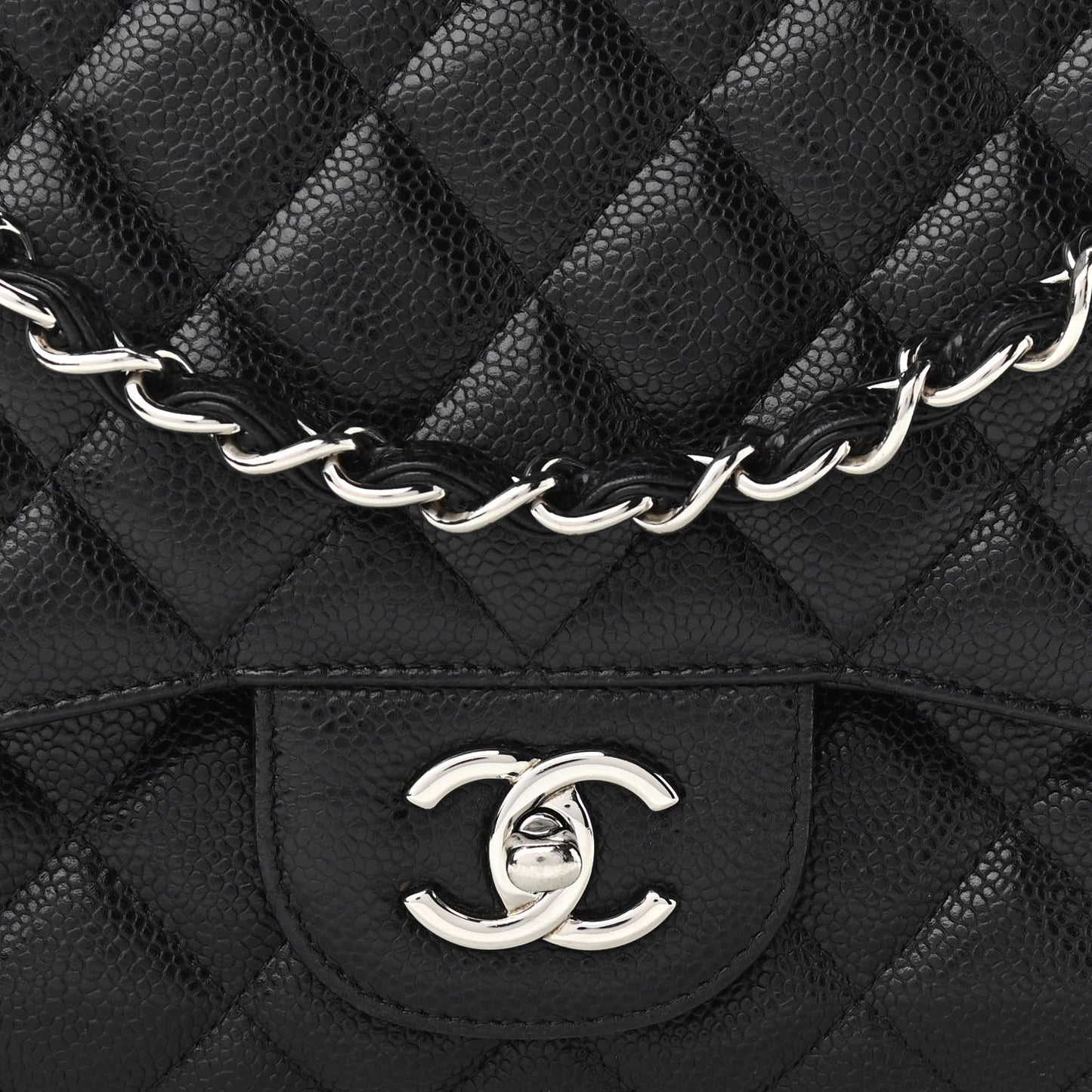 Caviar Quilted Jumbo Double Flap Black