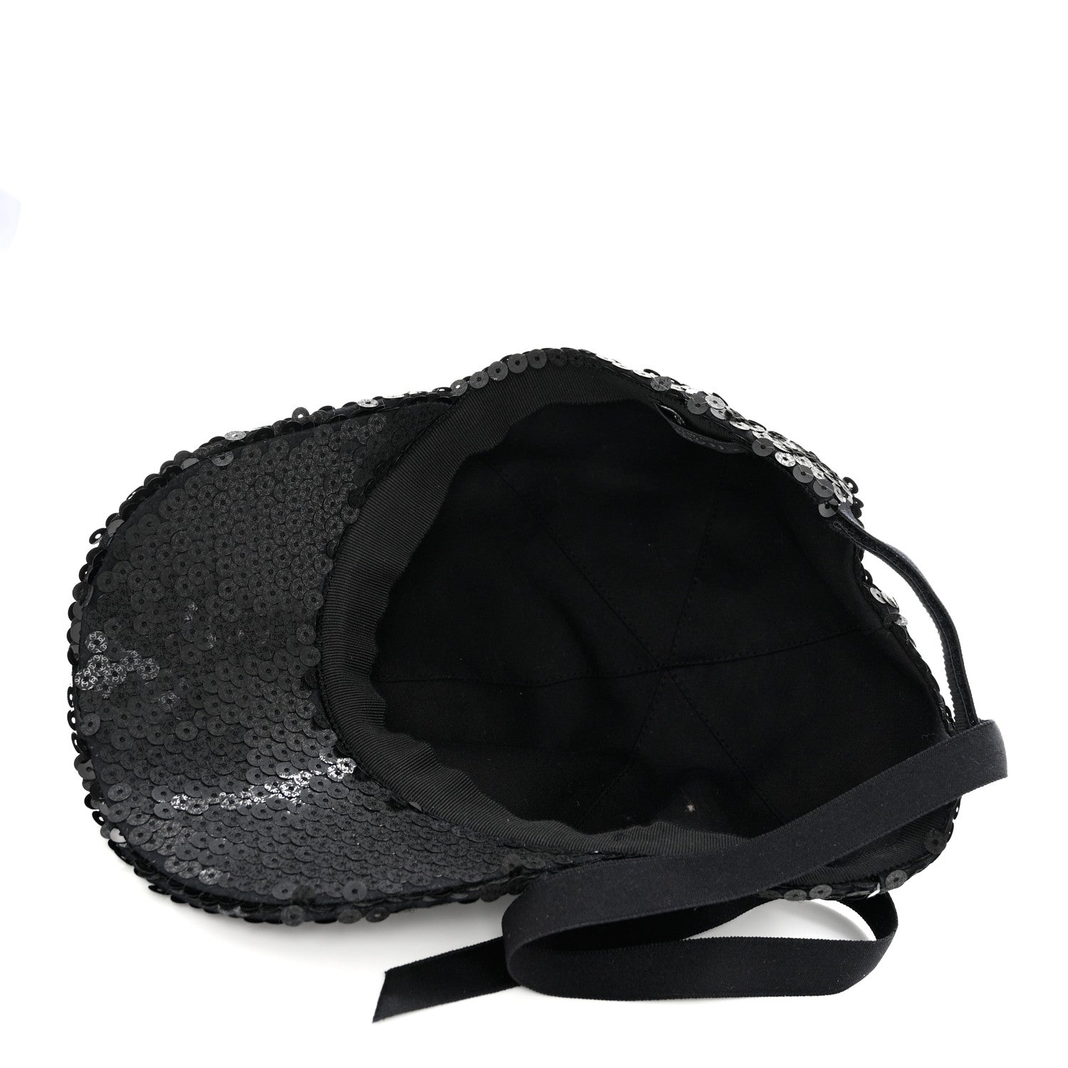 Chanel Sequin Embellished CC Baseball Cap Hat Black 7 of 8