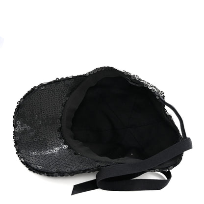 Chanel Sequin Embellished CC Baseball Cap Hat Black 7 of 8