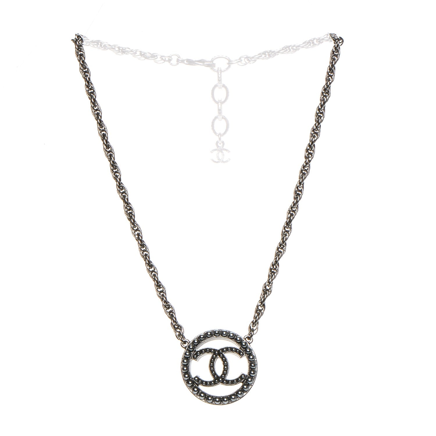 Chanel Ruthenium Pearl CC Short Necklace Dark Grey 3 of 5