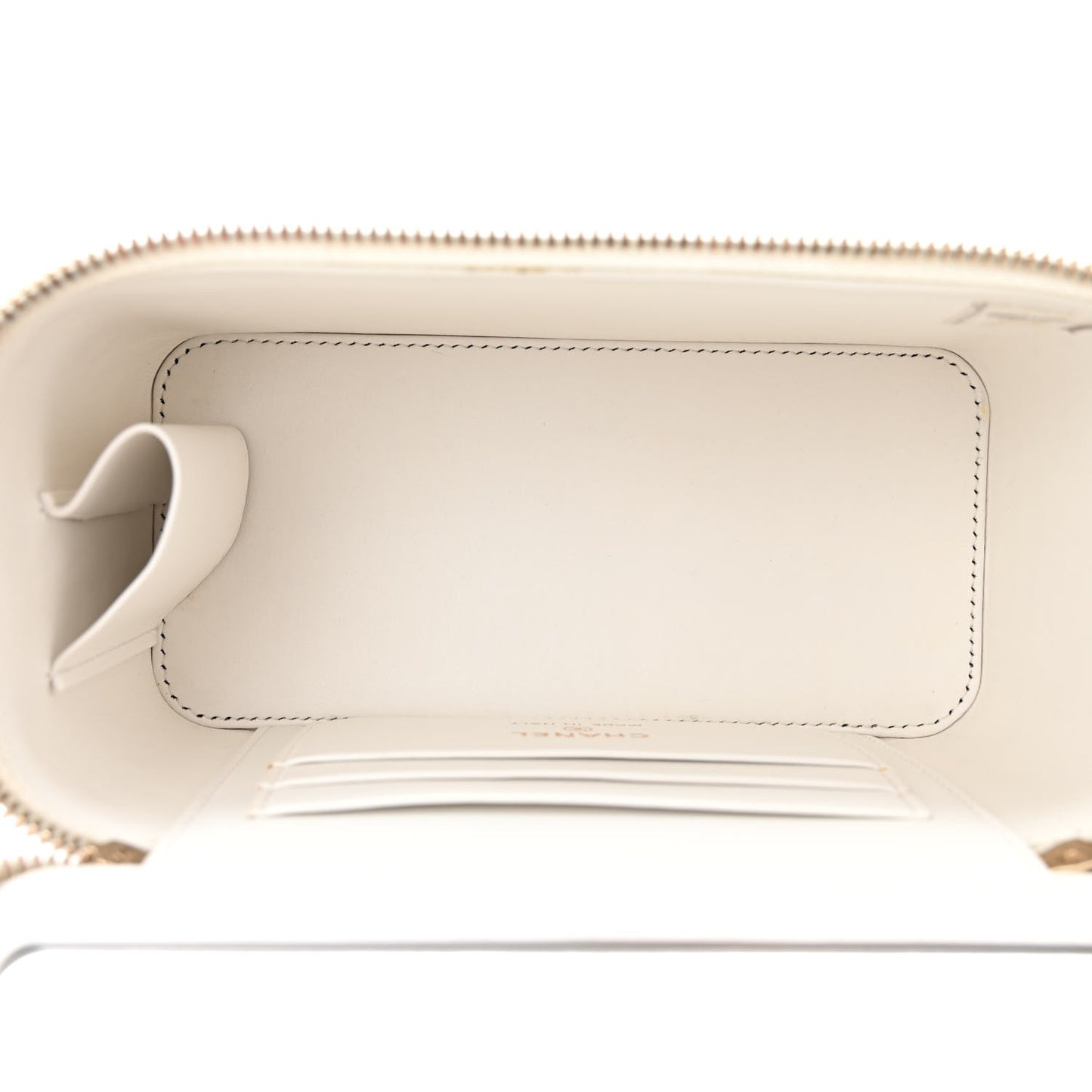 Caviar Quilted Small Vanity Case With Chain White