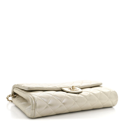 Chanel Iridescent Calfskin Quilted Clutch With Chain Flap Light Gold 4 of 10