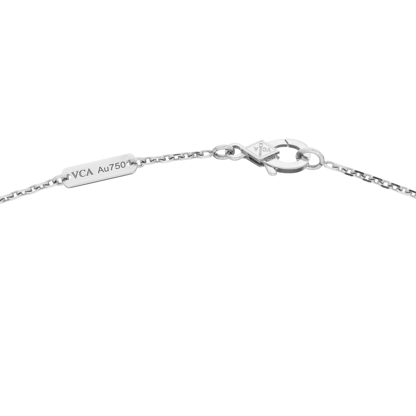 18K White Gold Mother of Pearl Vintage Alhambra Pendant Necklace