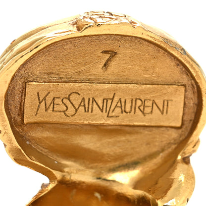 Saint Laurent Glass Cabochon Arty Ovale Ring 54 7 Gold Blue 4 of 4