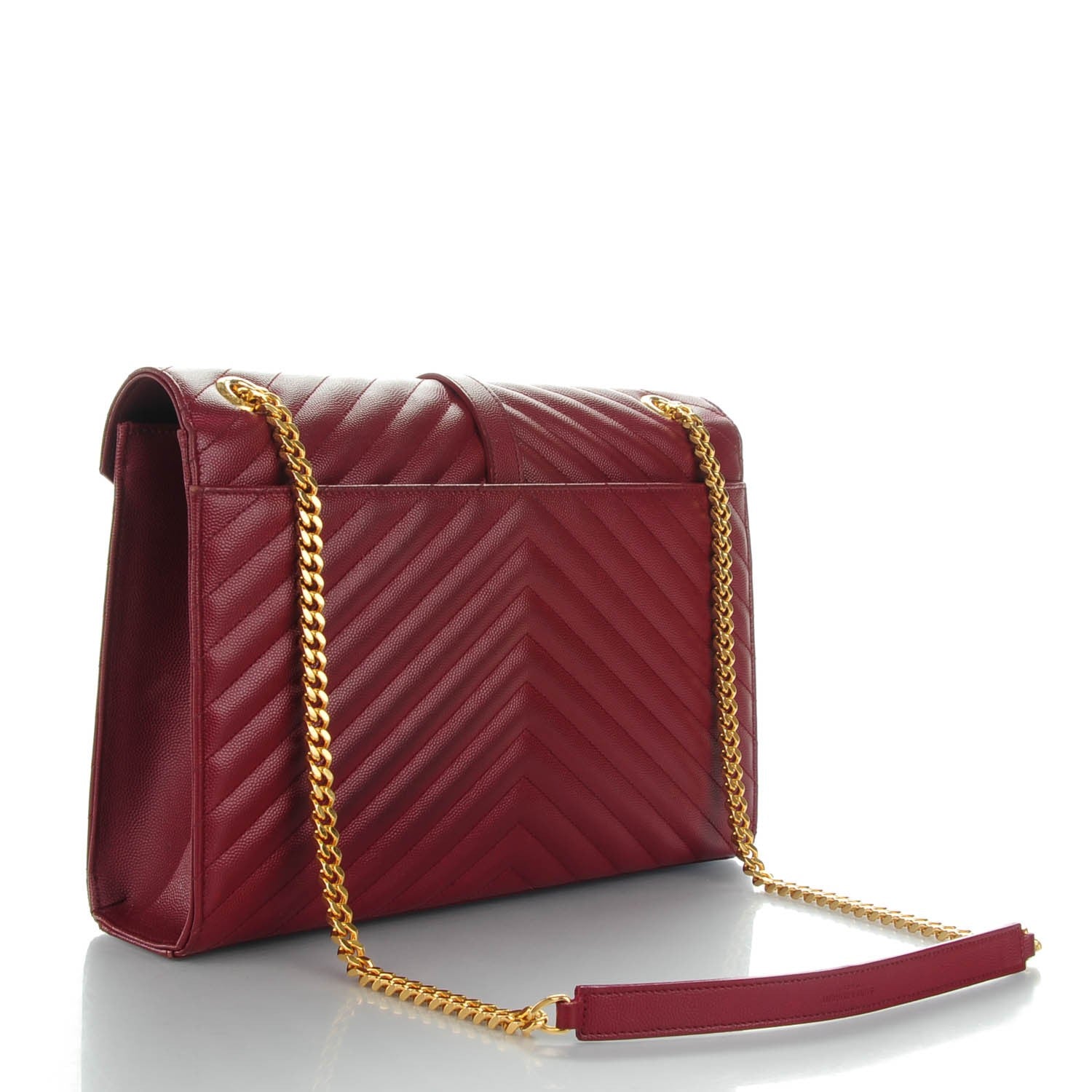 Saint Laurent Grain De Poudre Matelasse Chevron Large Monogram Satchel Oxblood 3 of 8