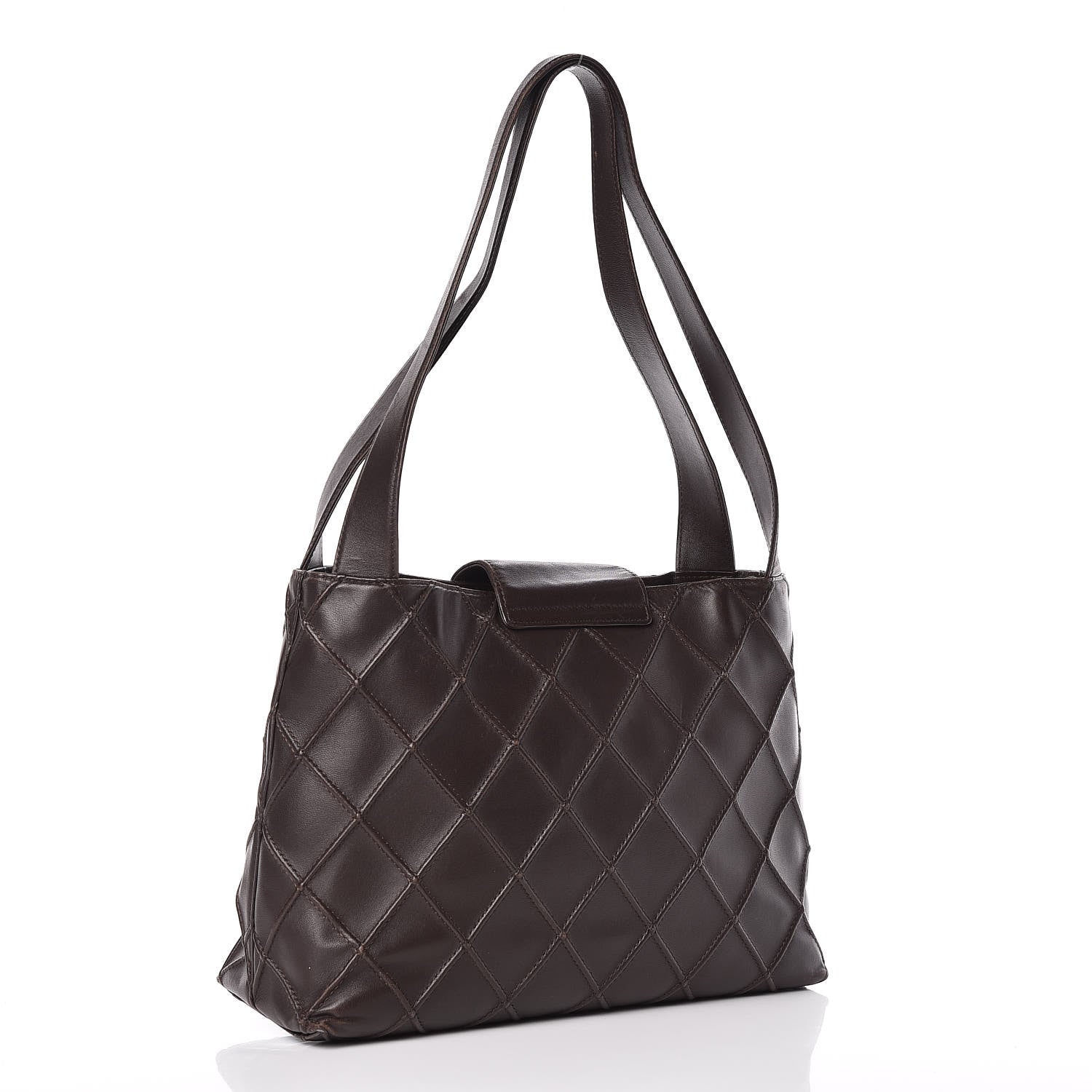 Chanel Lambskin Diamond Stitched Shoulder Bag Brown 3 of 11
