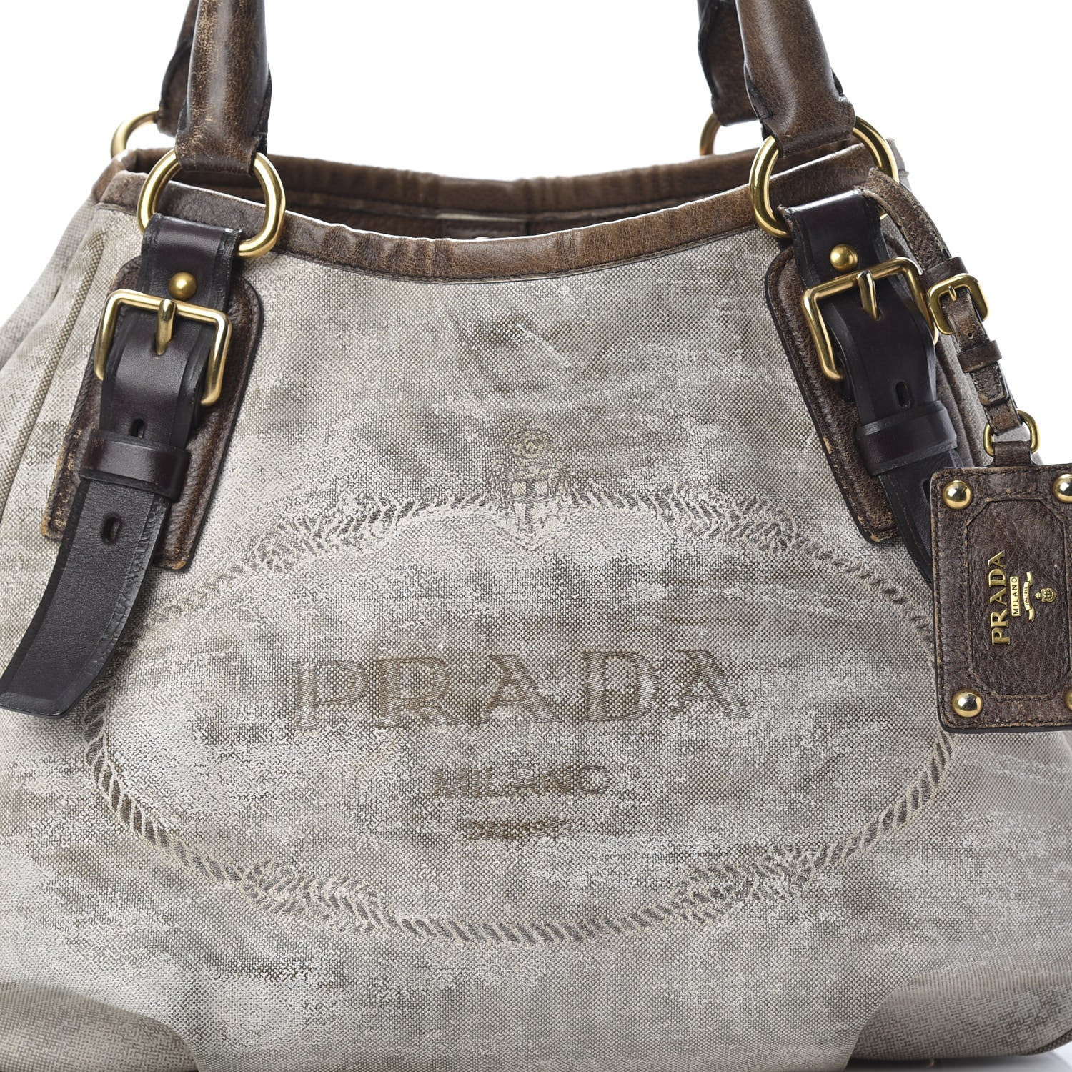 Prada Jacquard Logo Tote Bruciato Cera 9 of 21
