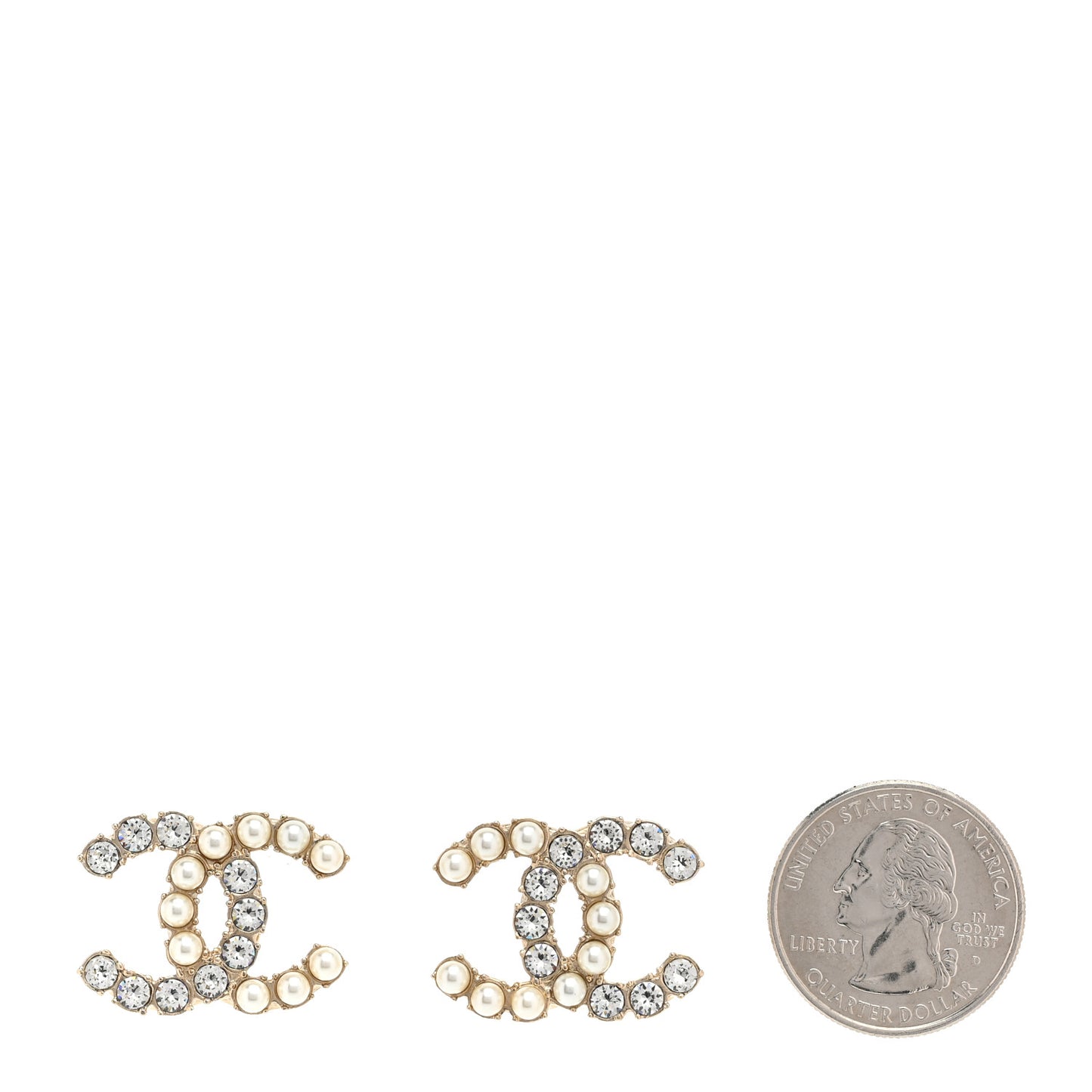 Crystal Pearl CC Dazzling Domino Earrings Gold