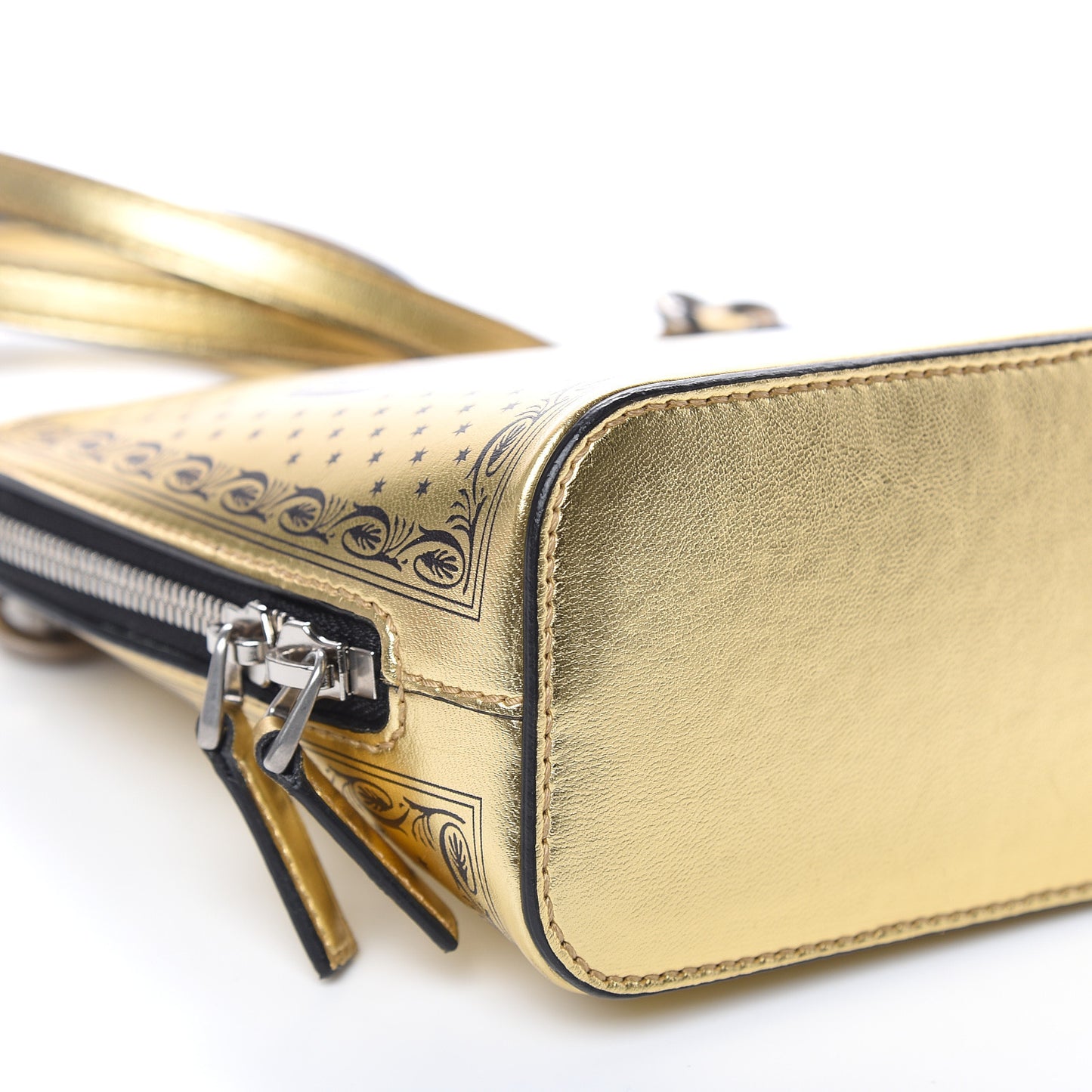 X SEGA Calfskin GUCCY Stars Mini Dome Shoulder Bag Gold