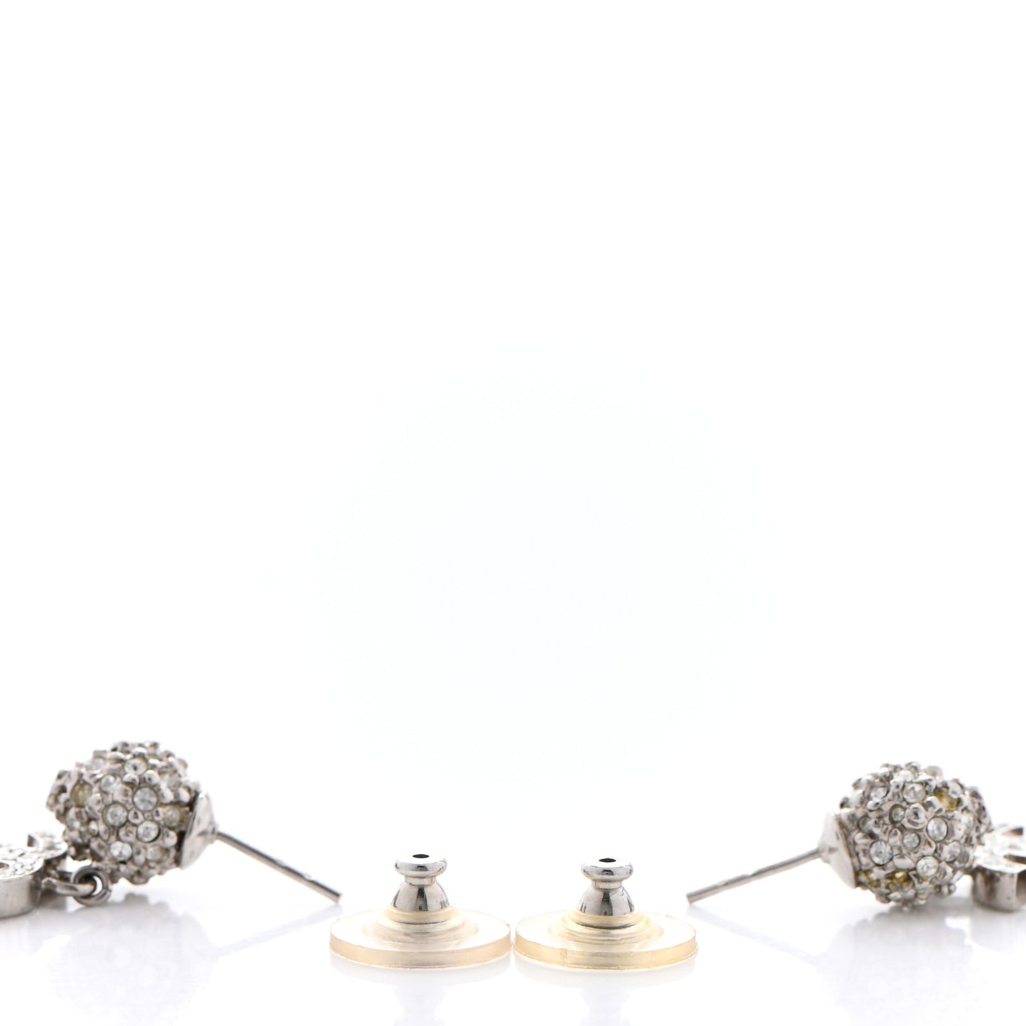 Crystal CC Drop Earrings Silver