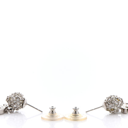 Chanel Crystal CC Drop Earrings Silver 3 of 9
