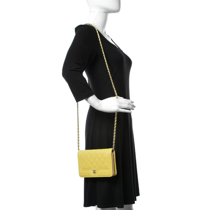 Chanel Lambskin Quilted Wallet on Chain WOC Yellow 2 of 10