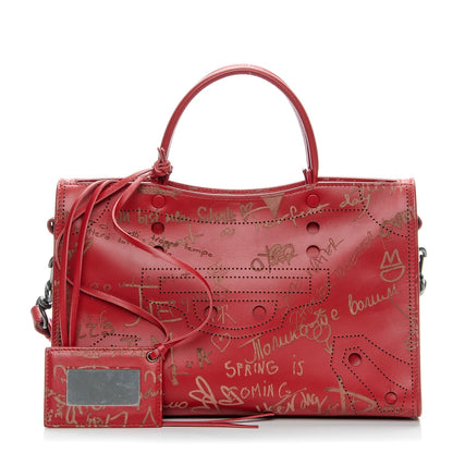 Balenciaga Calfskin Love Perforated Blackout Hardware S City Rouge Profond 1 of 8