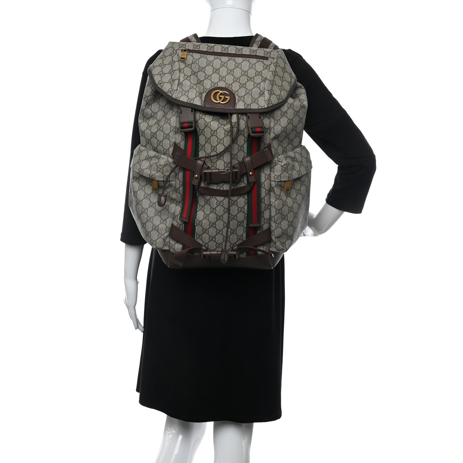 Gucci GG Supreme Monogram Web Skateboard Backpack Brown 2 of 10