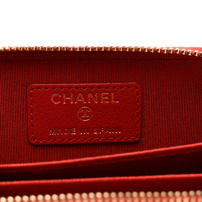 Chanel Lambskin Quilted Chanel 19 Zip Around Coin Purse Wallet Dark Red 6 of 7