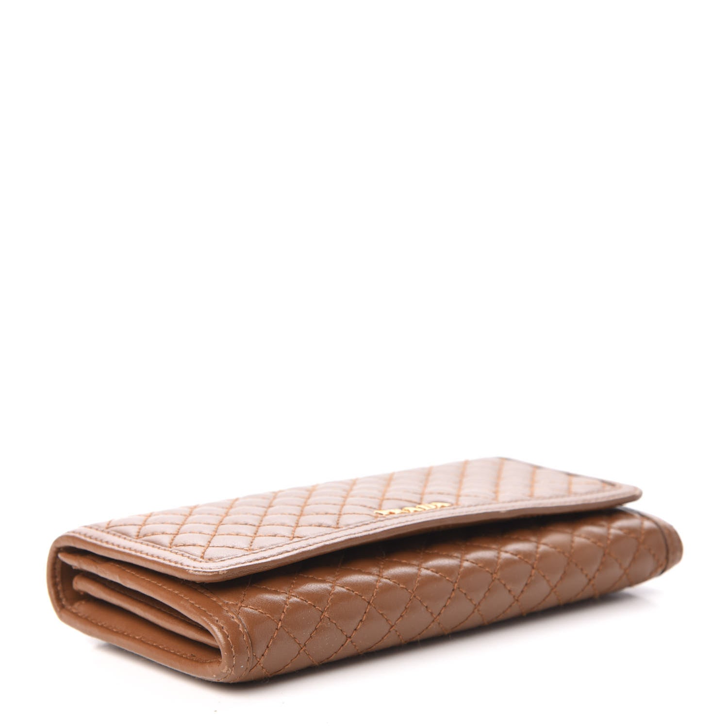 Prada Soft Calf Quilted Continental Flap Wallet Cannella 4 of 6